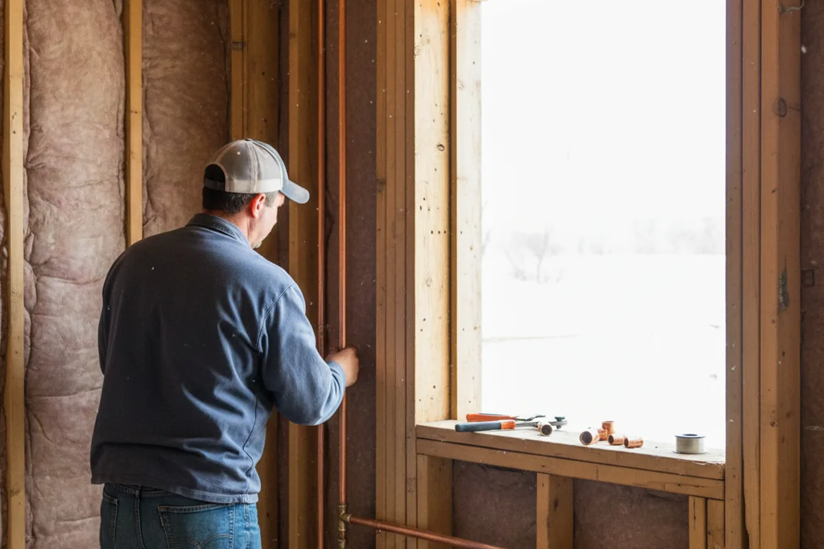 Licensed plumber running new copper supply lines in a Chicago Heights home